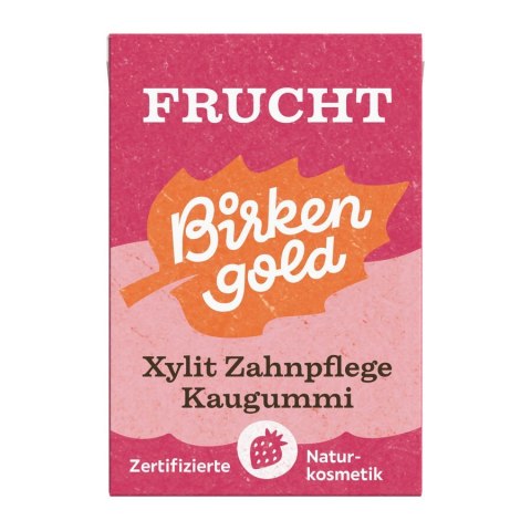 GUMA DO ŻUCIA Z KSYLITOLEM O SMAKU OWOCOWYM BEZ DODATKU CUKRU 28 g - BIRKENGOLD