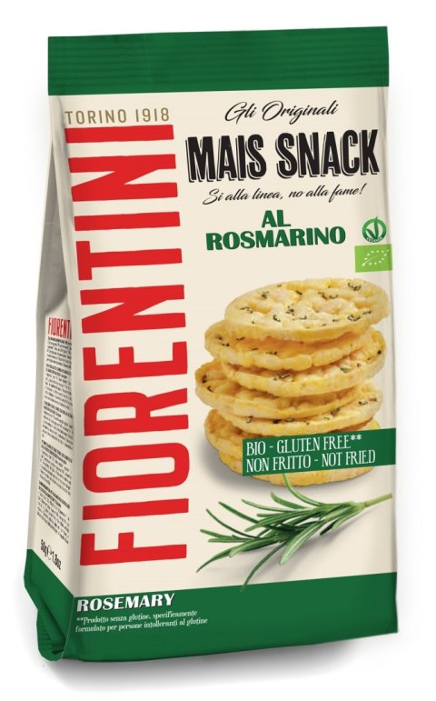 KRĄŻKI KUKURYDZIANE Z ROZMARYNEM BEZGLUTENOWE BIO 50 g - FIORENTINI KRĄŻKI KUKURYDZIANE Z ROZMARYNEM BEZGLUTENOWE BIO 50 g - FIORENTINI