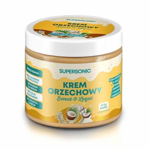 KREM ORZECHOWY O SMAKU BIAŁEJ CZEKOLADY Z OWOCAMI TROPIKALNYMI BEZ DODATKU CUKRU 160 g - SUPERSONIC KREM ORZECHOWY O SMAKU BIAŁEJ CZEKOLADY Z OWOCAMI TROPIKALNYMI BEZ DODATKU CUKRU 160 g - SUPERSONIC