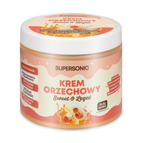 KREM ORZECHOWY O SMAKU BIAŁEJ CZEKOLADY ZE SŁONYM KARMELEM I KAWAŁKAMI ORZECHÓW BEZ DODATKU CUKRU 160 g - SUPERSONIC KREM ORZECHOWY O SMAKU BIAŁEJ CZEKOLADY ZE SŁONYM KARMELEM I KAWAŁKAMI ORZECHÓW BEZ DODATKU CUKRU 160 g - SUPERSONIC