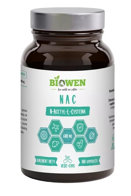 NAC (N-ACETYLO-L-CYSTEINA) (600 mg) BEZGLUTENOWA 100 KAPSUŁEK - HEMPKING (BIOWEN) NAC (N-ACETYLO-L-CYSTEINA) (600 mg) BEZGLUTENOWA 100 KAPSUŁEK - HEMPKING (BIOWEN)