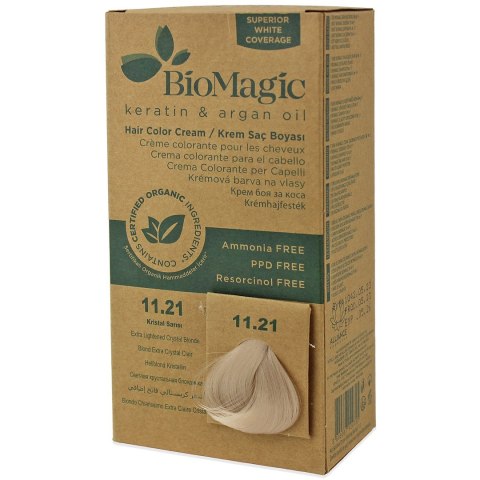 FARBA DO WŁOSÓW EXSTRA JASNY KRYSZTAŁOWY BLOND (11.21) 250 g - BIOMAGIC FARBA DO WŁOSÓW EXSTRA JASNY KRYSZTAŁOWY BLOND (11.21) 250 g - BIOMAGIC