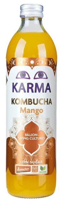 KOMBUCHA Z MANGO NISKA ZAWARTOŚĆ CUKRÓW FAIR FOR LIFE DEMETER BIO 500 ml - KARMA KOMBUCHA