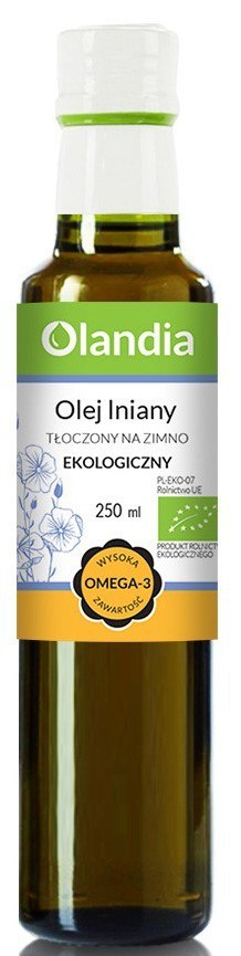 OLEJ LNIANY TŁOCZONY NA ZIMNO BIO 250 ml - OLANDIA OLEJ LNIANY TŁOCZONY NA ZIMNO BIO 250 ml - OLANDIA