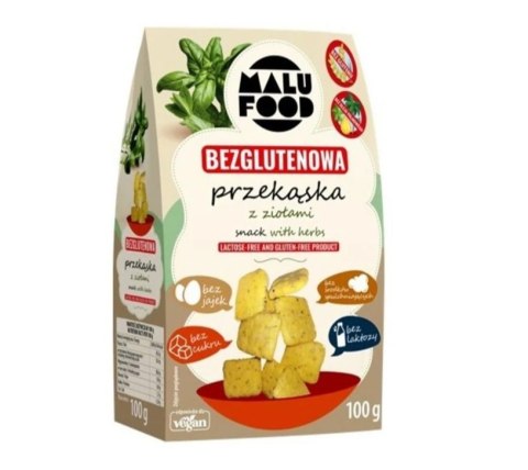 PRZEKĄSKA Z ZIOŁAMI BEZ CUKRU BEZGLUTENOWA 100 g - MALU FOOD PRZEKĄSKA Z ZIOŁAMI BEZ CUKRU BEZGLUTENOWA 100 g - MALU FOOD