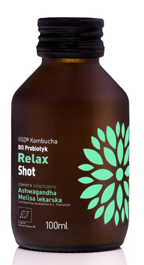 SHOT KOMBUCHA PROBIOTYK RELAX BEZGLUTENOWY BIO 100 ml - VIGO SHOT KOMBUCHA PROBIOTYK RELAX BEZGLUTENOWY BIO 100 ml - VIGO