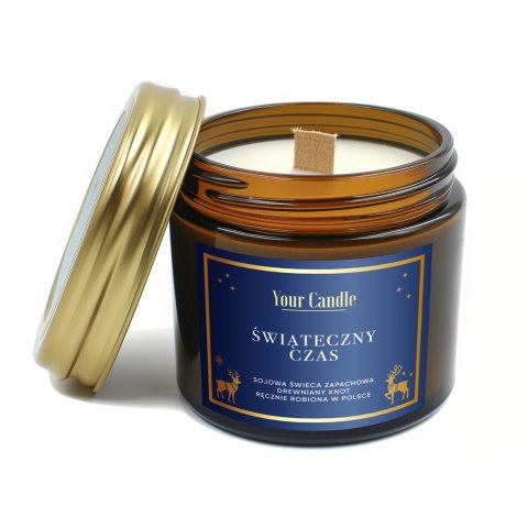 ŚWIECA SOJOWA ZAPACHOWA Z DREWNIANYM KNOTEM ŚWIĄTECZNY CZAS 120 ml - YOUR CANDLE (PRODUKT SEZONOWY) ŚWIECA SOJOWA ZAPACHOWA Z DREWNIANYM KNOTEM ŚWIĄTECZNY CZAS 120 ml - YOUR CANDLE (PRODUKT SEZONOWY)