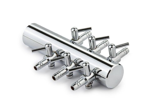 Rozdzielacz metalowy z zaworkami 6 wyjść Happet 1 szt. Rozdzielacz metalowy z zaworkami 6 wyjść Happet 1 szt.